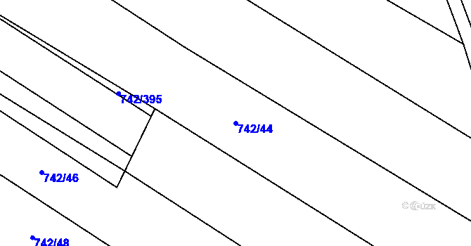 Parcela st. 742/44 v KÚ Skoronice, Katastrální mapa