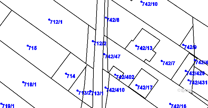 Parcela st. 742/47 v KÚ Skoronice, Katastrální mapa
