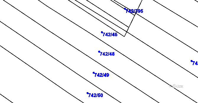 Parcela st. 742/48 v KÚ Skoronice, Katastrální mapa