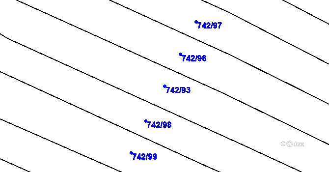 Parcela st. 742/93 v KÚ Skoronice, Katastrální mapa
