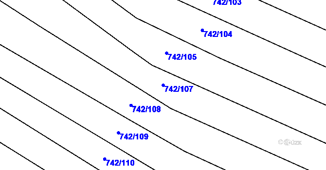 Parcela st. 742/107 v KÚ Skoronice, Katastrální mapa