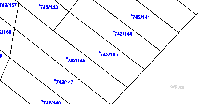 Parcela st. 742/145 v KÚ Skoronice, Katastrální mapa