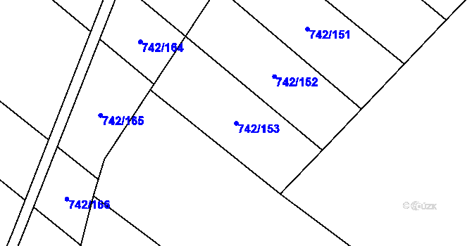 Parcela st. 742/153 v KÚ Skoronice, Katastrální mapa