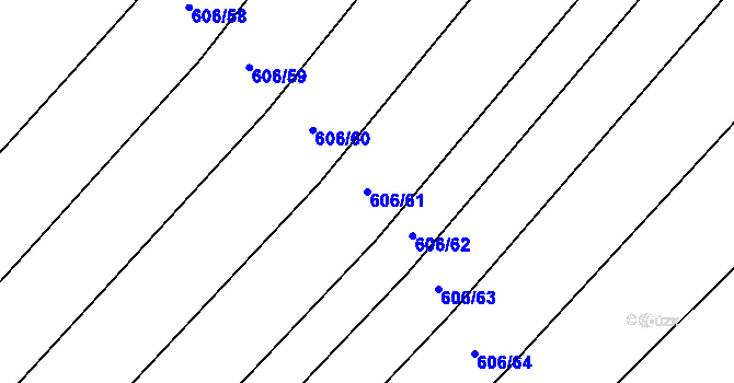 Parcela st. 606/61 v KÚ Skoronice, Katastrální mapa
