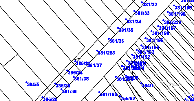 Parcela st. 381/268 v KÚ Skoronice, Katastrální mapa