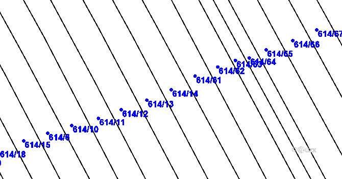 Parcela st. 614/14 v KÚ Skoronice, Katastrální mapa