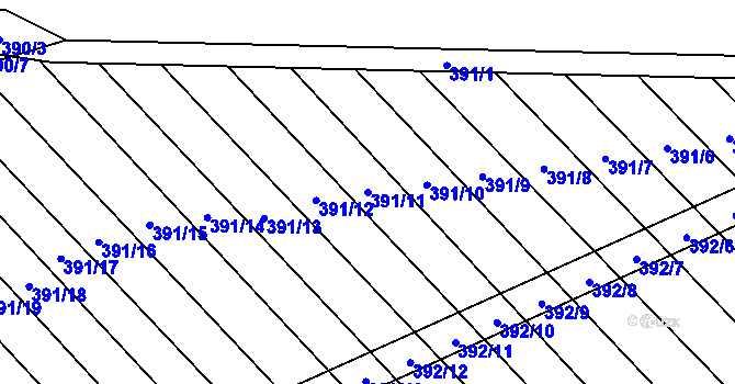 Parcela st. 391/11 v KÚ Skoronice, Katastrální mapa