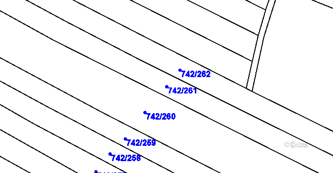 Parcela st. 742/261 v KÚ Skoronice, Katastrální mapa