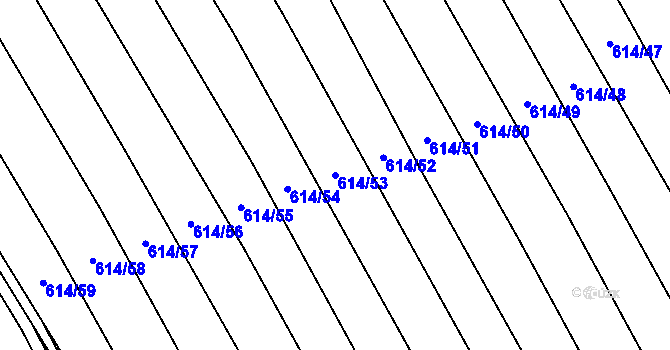 Parcela st. 614/53 v KÚ Skoronice, Katastrální mapa