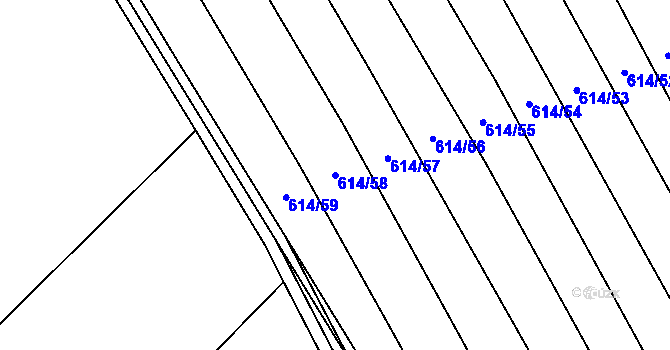 Parcela st. 614/58 v KÚ Skoronice, Katastrální mapa