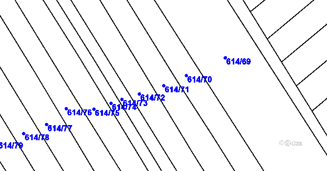 Parcela st. 614/71 v KÚ Skoronice, Katastrální mapa