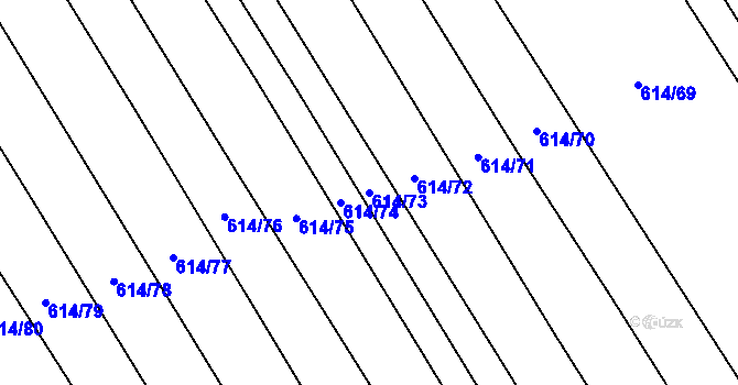 Parcela st. 614/73 v KÚ Skoronice, Katastrální mapa