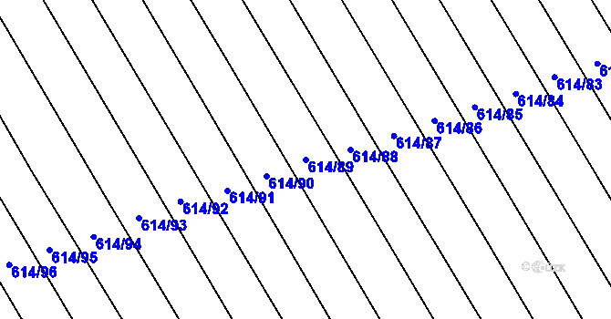 Parcela st. 614/89 v KÚ Skoronice, Katastrální mapa