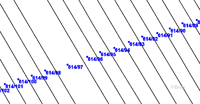 Parcela st. 614/95 v KÚ Skoronice, Katastrální mapa