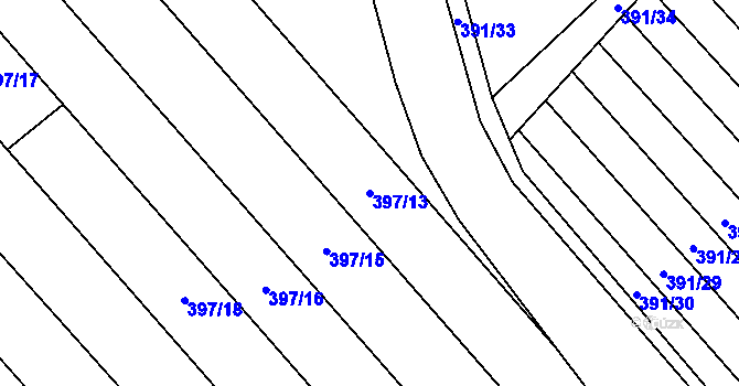 Parcela st. 397/13 v KÚ Skoronice, Katastrální mapa