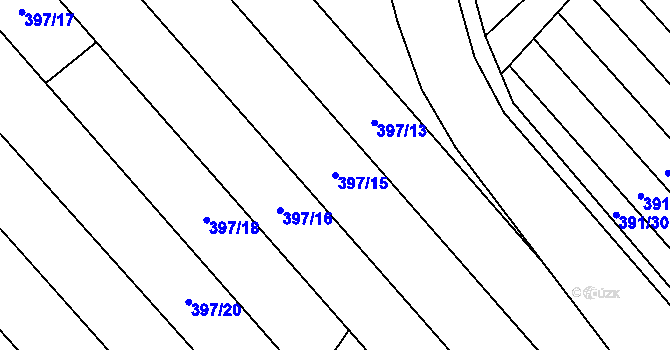 Parcela st. 397/15 v KÚ Skoronice, Katastrální mapa