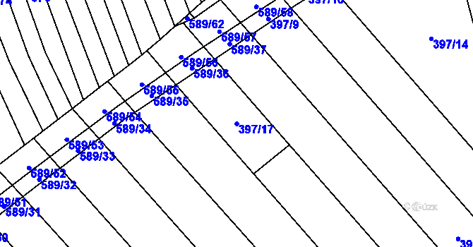 Parcela st. 397/17 v KÚ Skoronice, Katastrální mapa