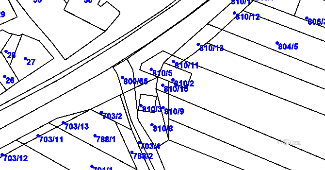 Parcela st. 810/10 v KÚ Skoronice, Katastrální mapa