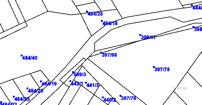 Parcela st. 397/98 v KÚ Skoronice, Katastrální mapa