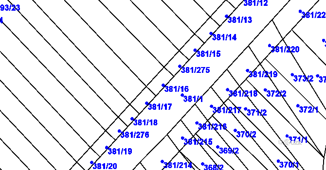 Parcela st. 381/16 v KÚ Skoronice, Katastrální mapa