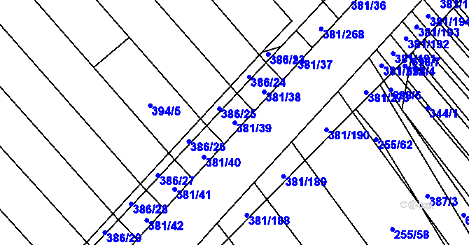 Parcela st. 381/39 v KÚ Skoronice, Katastrální mapa