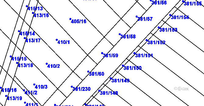 Parcela st. 381/59 v KÚ Skoronice, Katastrální mapa
