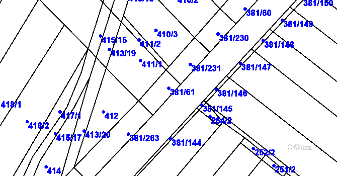 Parcela st. 381/61 v KÚ Skoronice, Katastrální mapa