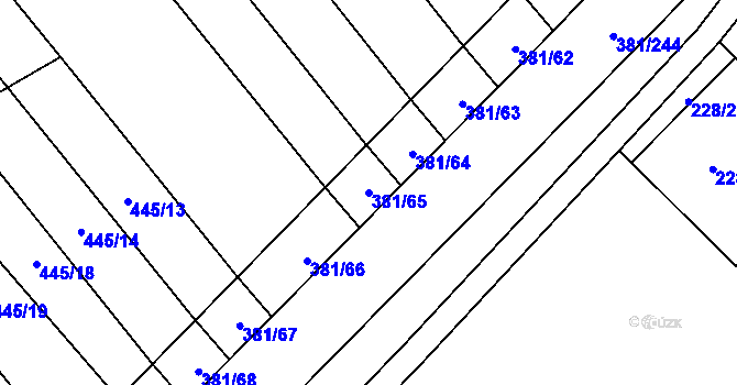 Parcela st. 381/65 v KÚ Skoronice, Katastrální mapa