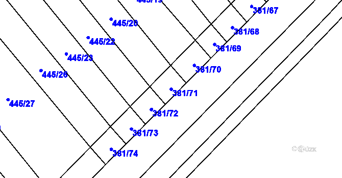 Parcela st. 381/71 v KÚ Skoronice, Katastrální mapa