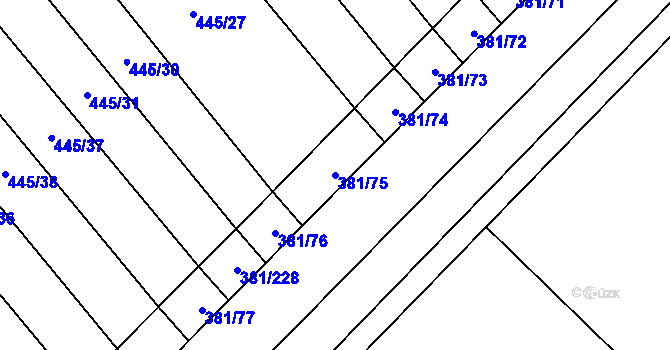 Parcela st. 381/75 v KÚ Skoronice, Katastrální mapa