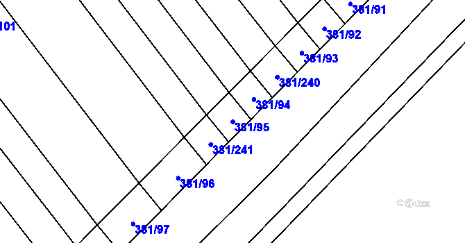 Parcela st. 381/95 v KÚ Skoronice, Katastrální mapa