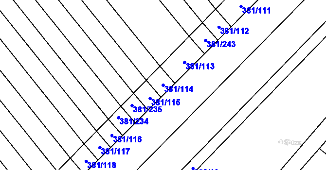 Parcela st. 381/114 v KÚ Skoronice, Katastrální mapa