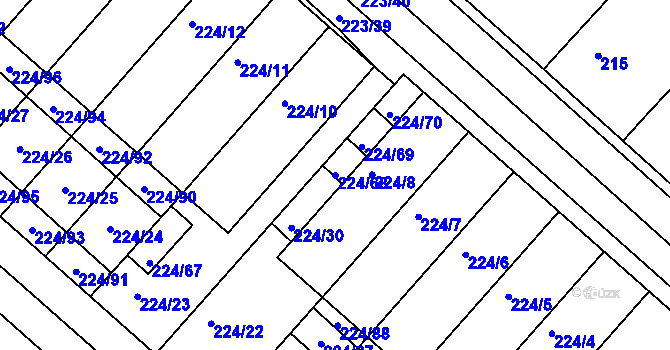 Parcela st. 224/68 v KÚ Skoronice, Katastrální mapa