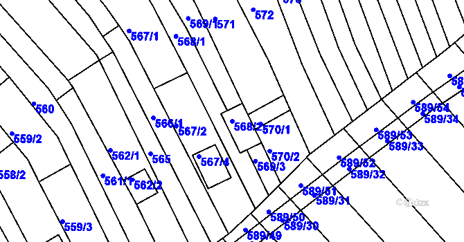 Parcela st. 568/2 v KÚ Skoronice, Katastrální mapa