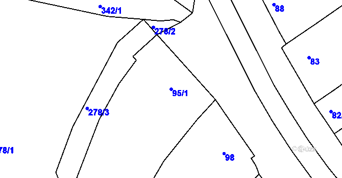 Parcela st. 95/1 v KÚ Skoronice, Katastrální mapa