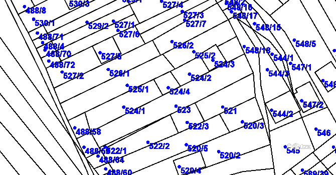 Parcela st. 524/4 v KÚ Skoronice, Katastrální mapa