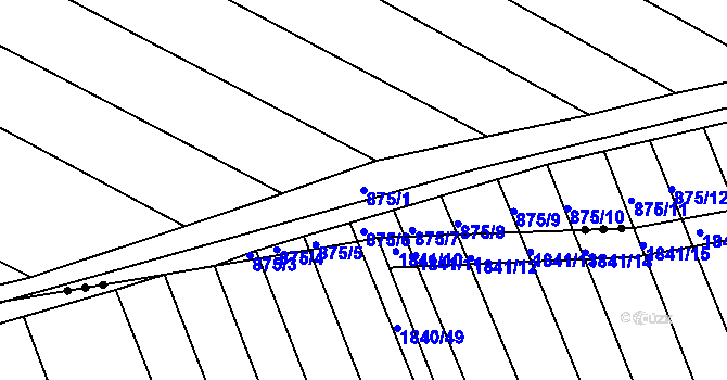 Parcela st. 875/1 v KÚ Skoronice, Katastrální mapa