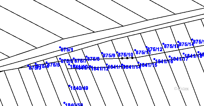 Parcela st. 875/9 v KÚ Skoronice, Katastrální mapa