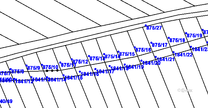 Parcela st. 875/14 v KÚ Skoronice, Katastrální mapa