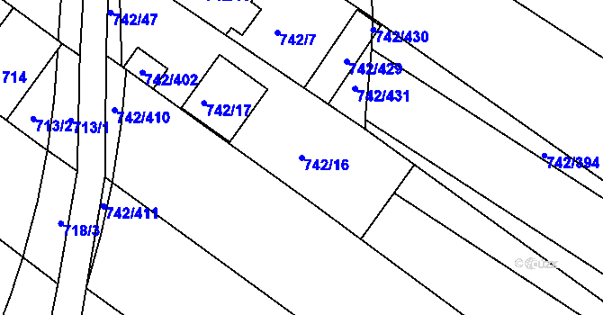 Parcela st. 742/16 v KÚ Skoronice, Katastrální mapa