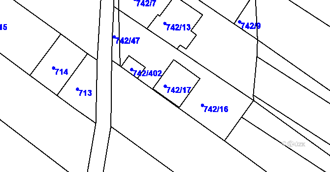 Parcela st. 742/17 v KÚ Skoronice, Katastrální mapa