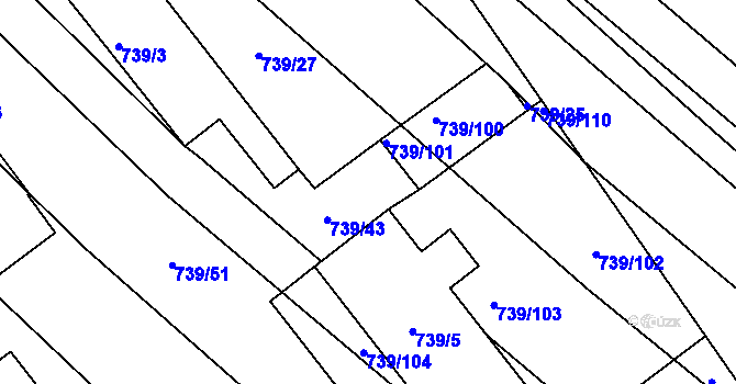Parcela st. 739/106 v KÚ Skoronice, Katastrální mapa