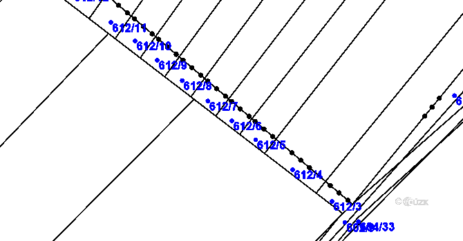 Parcela st. 612/6 v KÚ Skoronice, Katastrální mapa
