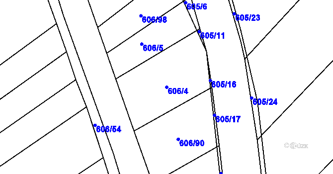 Parcela st. 606/4 v KÚ Skoronice, Katastrální mapa