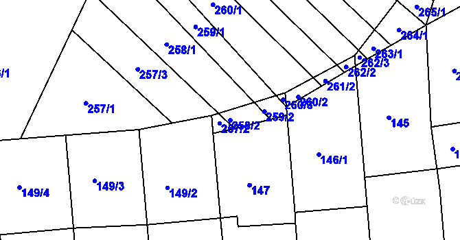 Parcela st. 258/2 v KÚ Skoronice, Katastrální mapa
