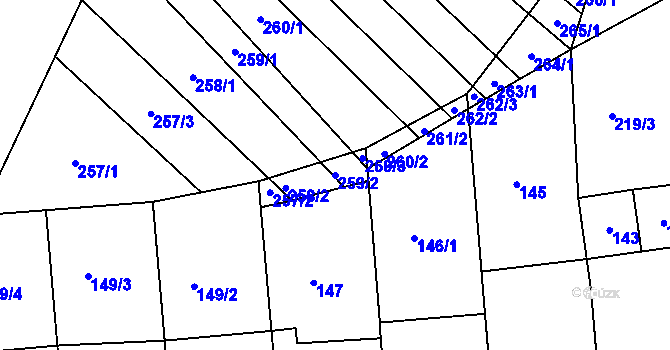 Parcela st. 259/2 v KÚ Skoronice, Katastrální mapa