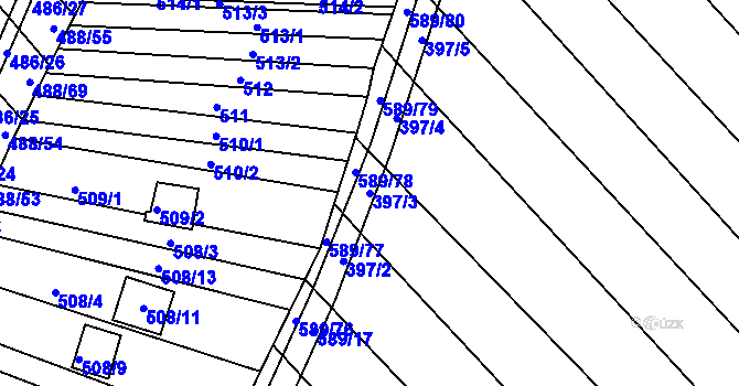 Parcela st. 397/3 v KÚ Skoronice, Katastrální mapa