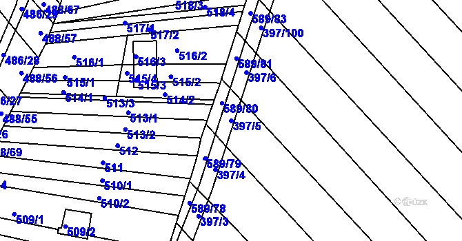 Parcela st. 397/5 v KÚ Skoronice, Katastrální mapa