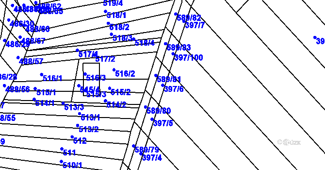 Parcela st. 397/6 v KÚ Skoronice, Katastrální mapa