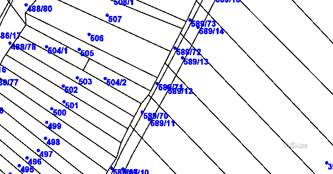 Parcela st. 589/12 v KÚ Skoronice, Katastrální mapa